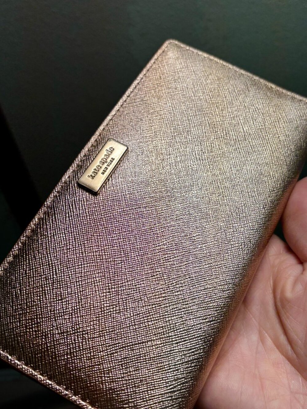 Kate Spade Outlet Bifold Wallet, Metallic Rose